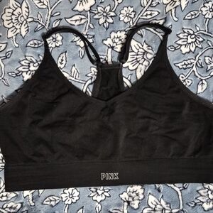 PINK Victoria's Secret Black Wireless Racerback Bralette